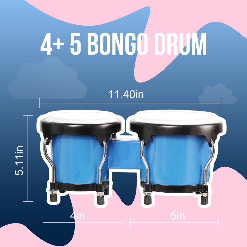 Soulmate Bongo Drum 4'' and 5'' Set for Adults Beginners,
