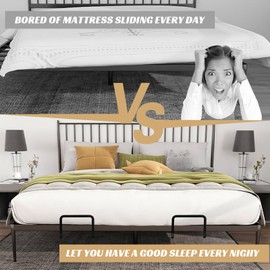 Rioychan Mattress Retainer Bar Keep Mattress Stopper from Sliding,Non Slip Bed Slide Stopper to Prevent Sliding Holder in Place Gripper Gaskets for Metal Bed Frame - 3 PCS