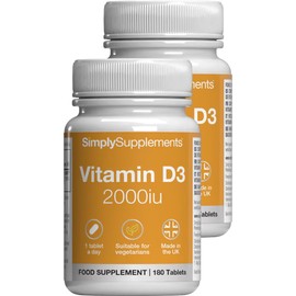 Vitamin D3 2000 IU | Supports Healthy Bones, Muscles & Immune Function | 360 Tablets = 1 Year Supply | Suitable for Vegetarians | Manufactured in The UK to GMP Standards
