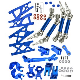 Rcarmumb Upgrades Part for 1/10 Granite/Senton 4x4 3S Blx & Mega 550,Alloy Front Rear CVD & Steering Set & Suspension Arms & Steering Blocks Caster Blocks C-Hubs Stub,Navy Blue