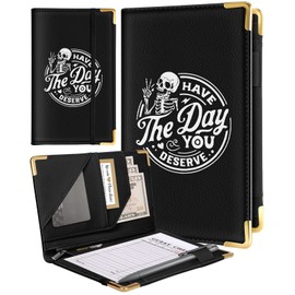 Slohif Slohif Server Book for Waitress Cute Serving Books with Zipper Pocket Accessories Leather Server Check Book Restaurant Waiter Server Booklet Organizer Ticket Book Holder Skeleton