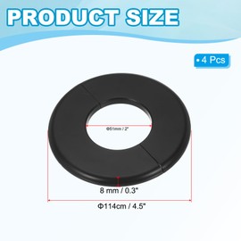 PATIKIL Wall Split Flange 2"/51mm, 4Pcs ABS Round Self-Adhesive Escutcheon Plate Cover Buckle for Water Pipe Faucet Decoration, Black