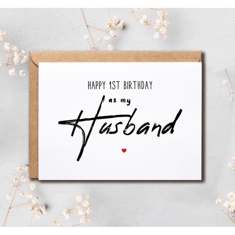VLPGifts 1st Birthday Greeting Card - Husband - White