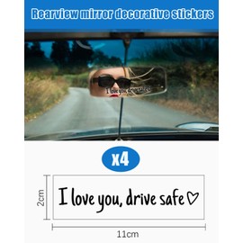 HUVZOR 6 Stück "I love you,drive safe" Drive Safe Spiegel Aufkleber, Vinyl Rückspiegel Aufkleber, Spiegel, Autodekoration Geschenk für Fahrer Frauen Männer (Schwarz, 4)