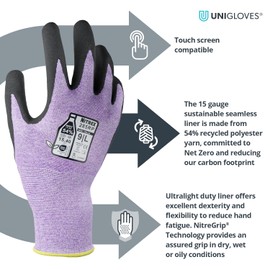 NITREX 285RP 5 Pairs of Work Safety Gloves with NitreGrip® Technology, Sandy Nitrile Palm Coated, Touchscreen Gloves, Size 11, Extra Extra Large