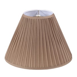Aspen Creative 33171, Hardback Empire Transitional Spider Lamp Shade, Mushroom Pleated Tan Brown Faux Silk Fabric, 6-1/2" Top x 15" Bottom x 11" Slant Height