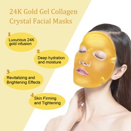 NIYET 24K Gold Gel Collagen Crystal Facial Masks (6 Pack), Anti-Aging, Puffiness, Wrinkle Reduction, Moisturizing, Deep Tissue Rejuvenation, and Skin Hydration …