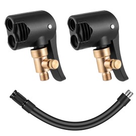 JIZZU Car Valve Adaptor Brass, Pack of 2 Tyre Valve Adaptors 8 mm, Hose for Tyre Inflator 17.5 cm, Tyre Air Chuck, French Valve Adapter, Tyre Inflator Hose, Car Tyre Air Chuck