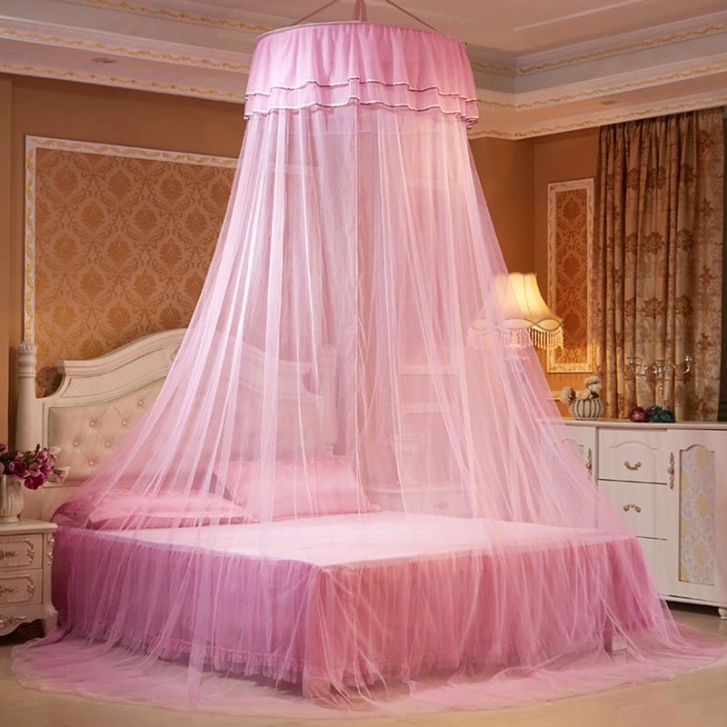 Breathable Round Canopy Lace Princess Style Mosquito Net Bed Curtain