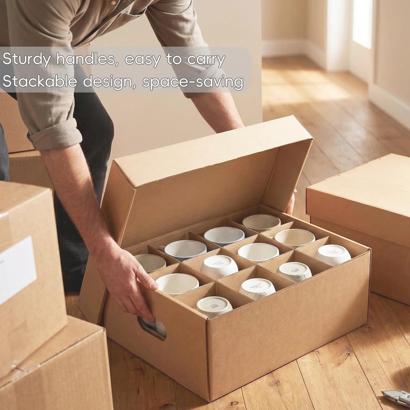 Unarty 2 Pack Mug Moving Boxes with Divider 17 x