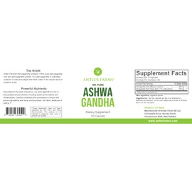 Antler Farms Antler Farms ?100% Pure Ashwagandha Root and Ashwagandha Root Extract, 130 Capsules, 1200mg ?Standardized to 5% withanolides, Enhances Mental Performance, Energy, and Immunity