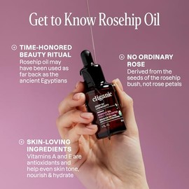Cliganic – Aceite de Rosa Mosqueta Orgánico 100% Puro, Prensado en Frío, 30 ml (1 fl. oz) – Certificado USDA Organic – Vegano, Sin OMG – Hidratante pa