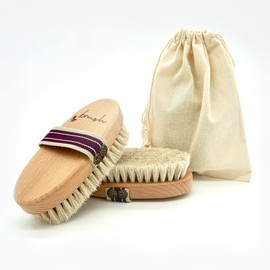 YBrush Body Dry Brush for Cleansing the Skin, Dead Skin Cells Removal, Made of 100% Natural Horsehair, Wood