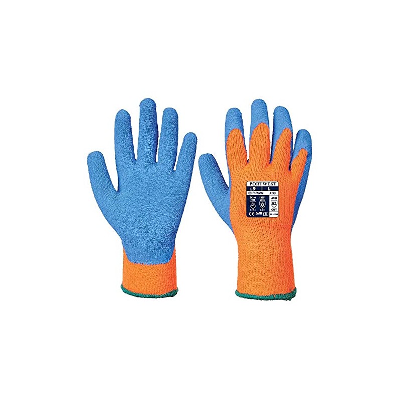Portwest A145 Cold Protection Grip Glove - Latex Orange/Blue, Medium