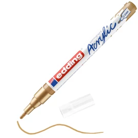 edding 5300 acrylic marker fine - gold - 1 waterproof acrylic paint marker - fine round nib 1-2mm - acrylic paint pen for drawing on canvas, art paper and wood - acrylic markers for pebbles