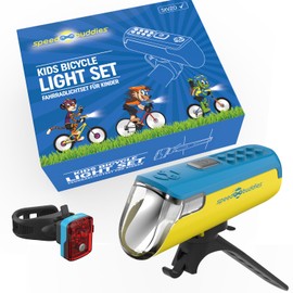 SPEED BUDDIES Bicycle Light for Children's Bicycle, StVZO Approved Bicycle Light for Children, LED, USB-C (Blue/Yellow+Blue)