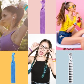 200 Pieces Elastics Hair Ties Ribbon Bulk No Crease Ponytail Holders Knotted Fold over Hair Bands for Women Girls