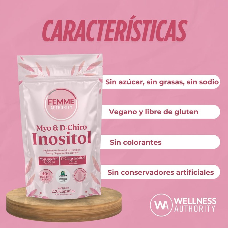 Femme Authority | Myo & D-Chiro Inositol 40:1| 220 Cápsulas