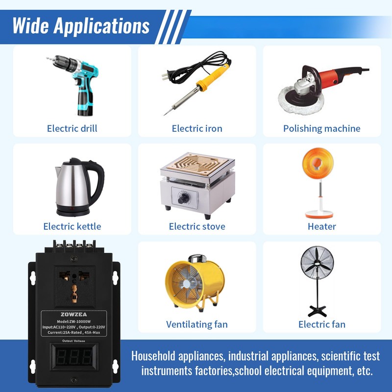 ZOWZEA 10000W Variable Speed Controller SCR Voltage Controller Fit for