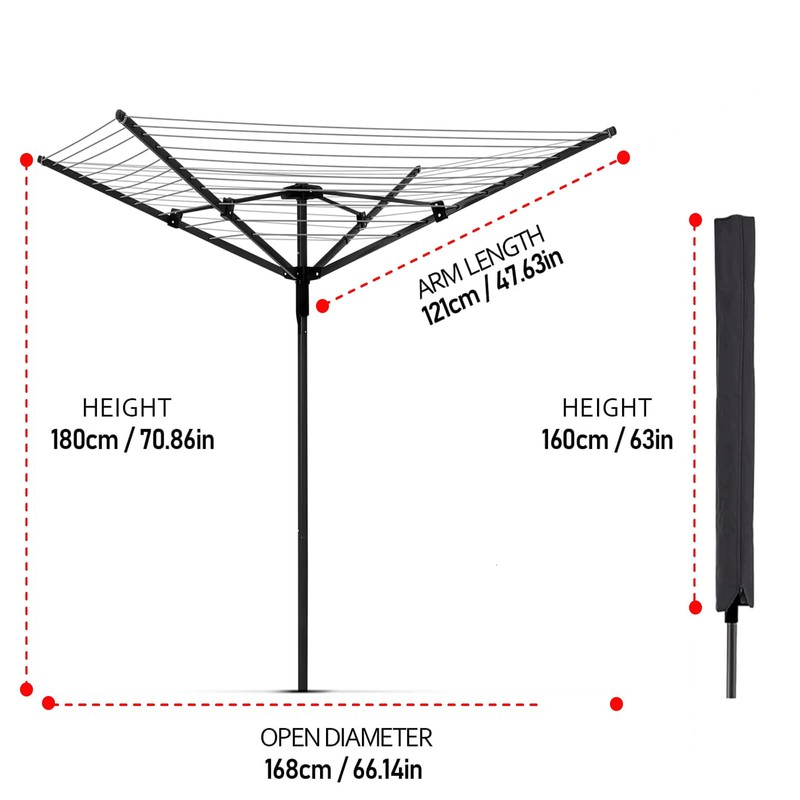 Yuxitia Umbrella Clothesline Outdoor,165 Feet Heavy Duty Outdoor Clothesline for