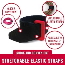 Correas elásticas con hebilla de la marca VELCRO | 2 unidades, ajustables y elásticas para un ajuste cómodo, para sujetar cables de alimentación, organizar cables, más | Negro, S - 8 x 1 pulgada