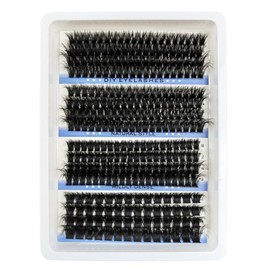 KEYRI 296 Pieces Individual Eyelashes 80-100-120-150D Fluffy Russian Eyelashes Extensions DIY Eye Lashes Cluster Lashes Kit D Curl Durable Eyelash Clusters for Girls and Women (10-18mm Mix)