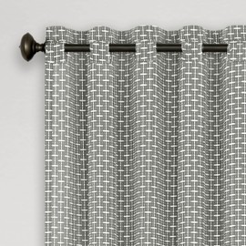 ACHIM Bedford Front Tab Window Curtain Panel - 42 Inch Width, 63 Inch Length, 2-inch Rod Pocket - Grey - Ultra-Soft Light Filtering Fabric with Yarn Dyed Woven Accents & Machine Washable Home Decor