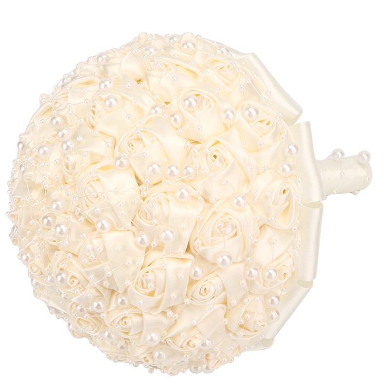 Delicate Bridal Buequet Crystal Artificial Pearl Holding Flowers Wedding Decor