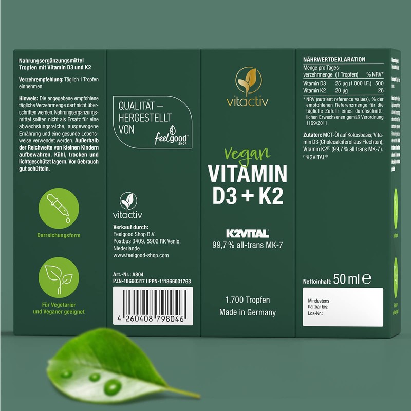 VITACTIV Vitamin D3 K2 Drops - K2VITAL 99.7% all-trans MK-7