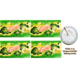 Gain Dryer sheets 15 sheets each 16x22 cm with 2 oz Baking soda pack of 4