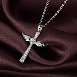 Jiahanzb Cross Necklace for Women Men Silver Pendant Necklace 925 Sterling Silver (M: Silver)