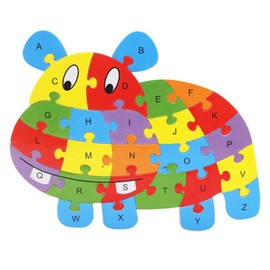 CJZZ Hippo Animal Puzzle, Wooden Puzzle for Toddlers from 1-3 Years, Montessori Toy for Children from 2 Years, Creative Educational Toy, Promotes Spatial Imagination and Logical Thinking