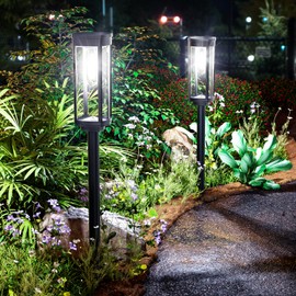 ALFIOT Solar Pathway Lights Outdoor Solar Lights Outdoor, IP65 Waterproof Auto On/Off Solar Garden Lights Solar Powered Landscape Lighting for Yard Walkway Driveway Pathway (Cool White, 2pack)