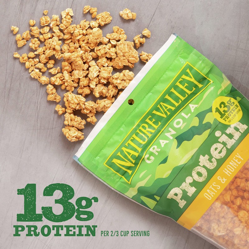 Nature Valley Protein Granola, Oats and Honey Granola, Resealable Snack