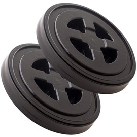 Smart Seal Replacement Lid - 2 Pk, Black - Easy Screw Top Container Lid For 3.5,5,6 & 7 Gallon Bucket - Food Grade, Industrial Storage, Paint, Brine, Cat & Dog Food, More