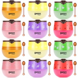 DMSKY 12 PCS Bee Lip Balm Honey Pot, Nourish & Hydrate Lip Sleeping Mask with Vitamin E, Lip Mask Overnight for Dry Lips, Reduces Lip Lines