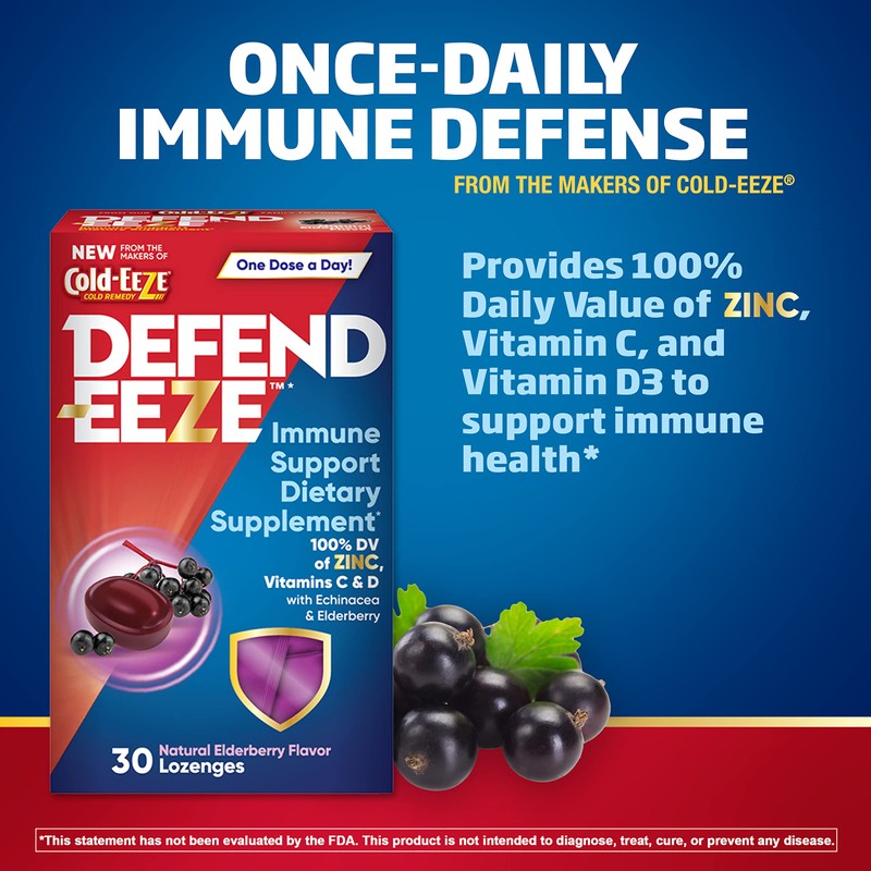 Defend-EEZE Immune Support Dietary Supplement Lozenges, 100% Daily Value of