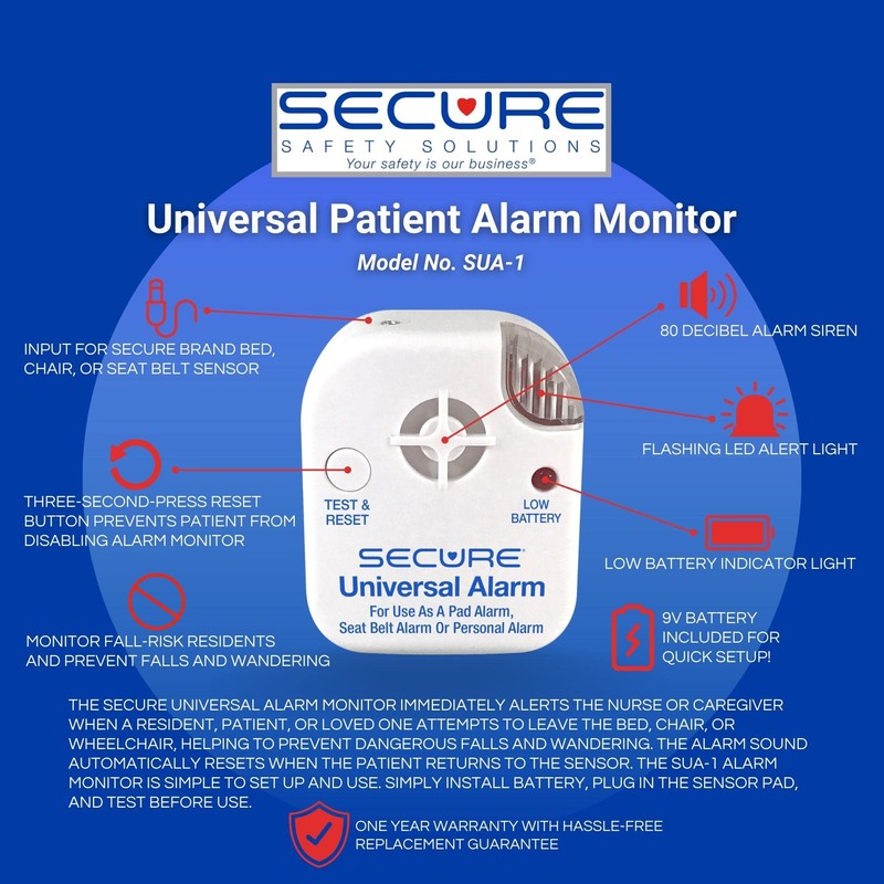 Secure Chair Alarm for Elderly Dementia Patients - 12"x12" Long-Term