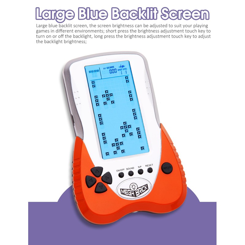HLF HLF Retro Block Brick Game Console Large Screen Blue