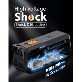 Electric Mouse Trap Zapper with Powerful Voltage, Effective Electronic Mouse Traps Indoor for Home, No-Touch Disposal, Reusable Mice Catcher for Kitchen, Living Room, Garage and More (2, Black)