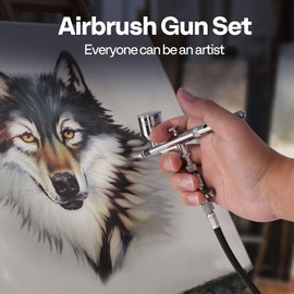 VIVOHOME Airbrush Gun with 3 Nozzle (0.2/0.35/0.5mm) and 5 Cups and Hose with Quick Coupler, Air Brush Guns for Painting with Self-Centring Plug-in Nozzle, Gravity Feed Airbrush Kit for Nail, Model