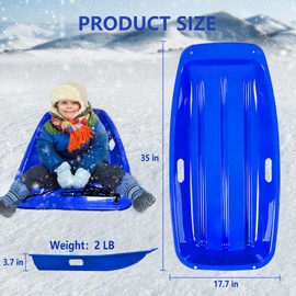 Snow Sled, Classical Snow Toys for Kid and Adult with Handles and Ropes 1-2 Rider for Winter Skiing Snowboard Outdoor Sledding Gift 35"