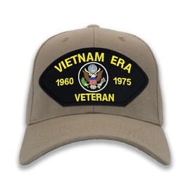 PATCHTOWN US Military - Vietnam Era Veteran Hat/Ballcap Adjustable One Size Fits Most (Tan/Khaki, Standard (No Flag))