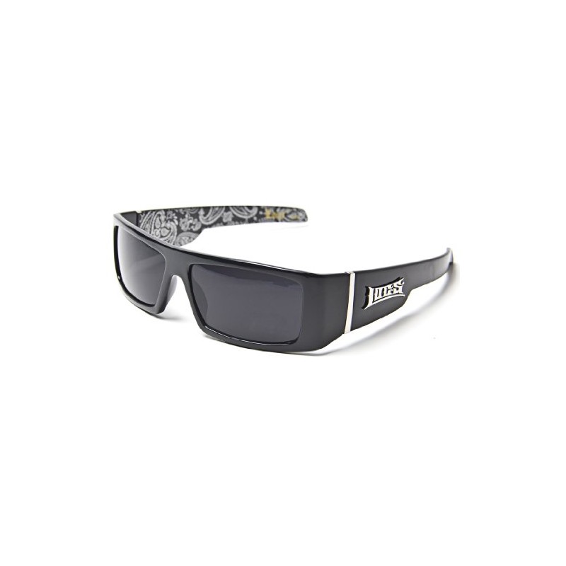 LOCS Black Harcore 58 Bandana Silver Inside Sunglasses + Free
