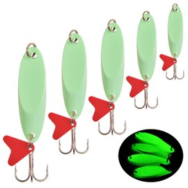 OROOTL Fishing Spinners Spoons, Casting Fishing Lures Bait Jig Luminous Spinnerbait with Treble Hooks Feather Spinners for Trout Bass Salmon Crappie Walleye