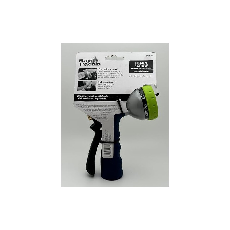Ray Padula Comfort-Grip Metal 7-Pattern Garden Nozzle, Navy Blue and