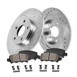 Callahan Rear Brake Kit For 2014 2015 2016 2017 2018 Mitsubishi Outlander Drilled and Slotted Brake Rotors and Ceramic Pads