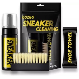 COZGO Shoe Cleaner Kit with WaterFree Foam,Brush,and Cloth 5.3oz Sneaker Cleaner