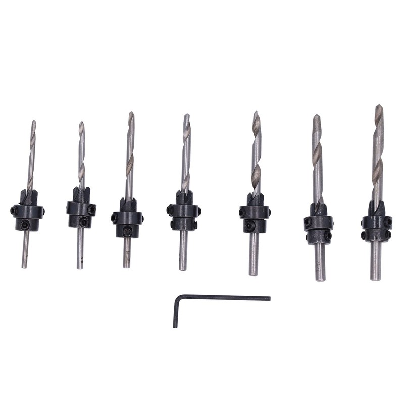 8Pcs/Set Tapered Countersink Bit Screw Set High Speed Steel Wood