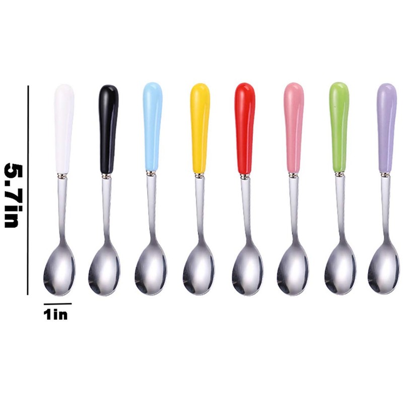 Goeielewe Set of 8 Dinner Spoons, Stainless Steel Iced Teaspoon